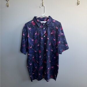 Flamingo Print Polo Shirt
